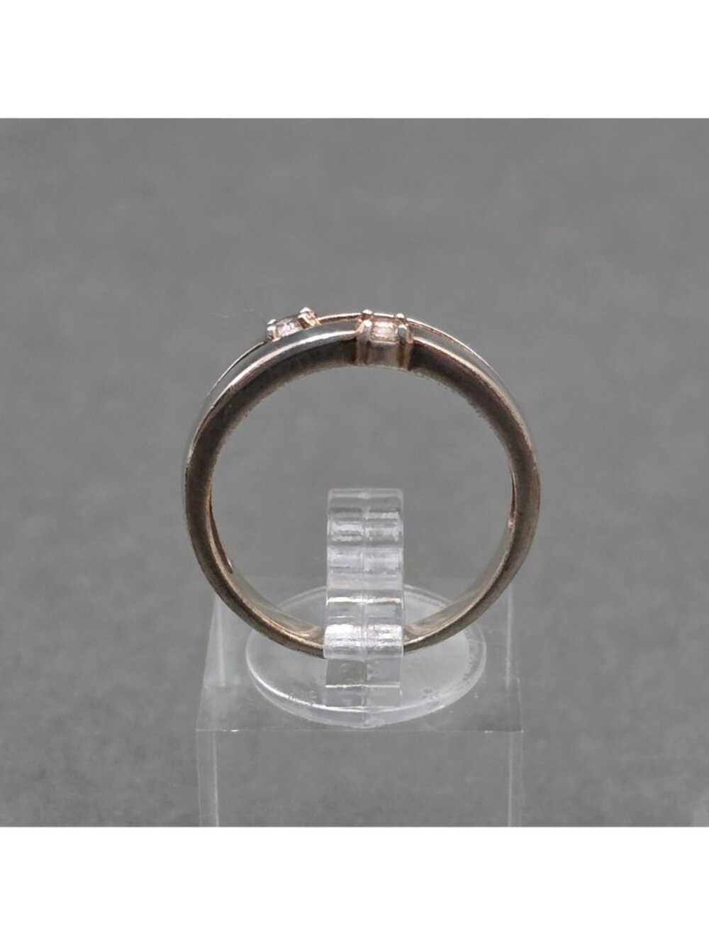 Vintage Sterling Silver Cubic Zirconia Ring Interlocking Band Size 8 Stacking - Picture 3 of 10